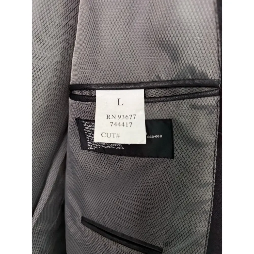 Stafford Executive Black Leather Blazer Size Large Two Button Biker Wedding